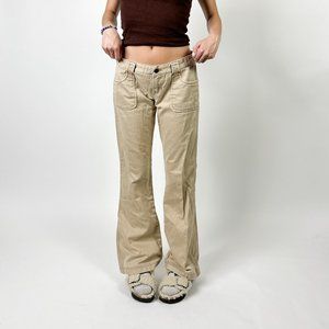 Y2K ABERCROMBIE & FITCH TAN LOW RISE BELLBOTTOMS